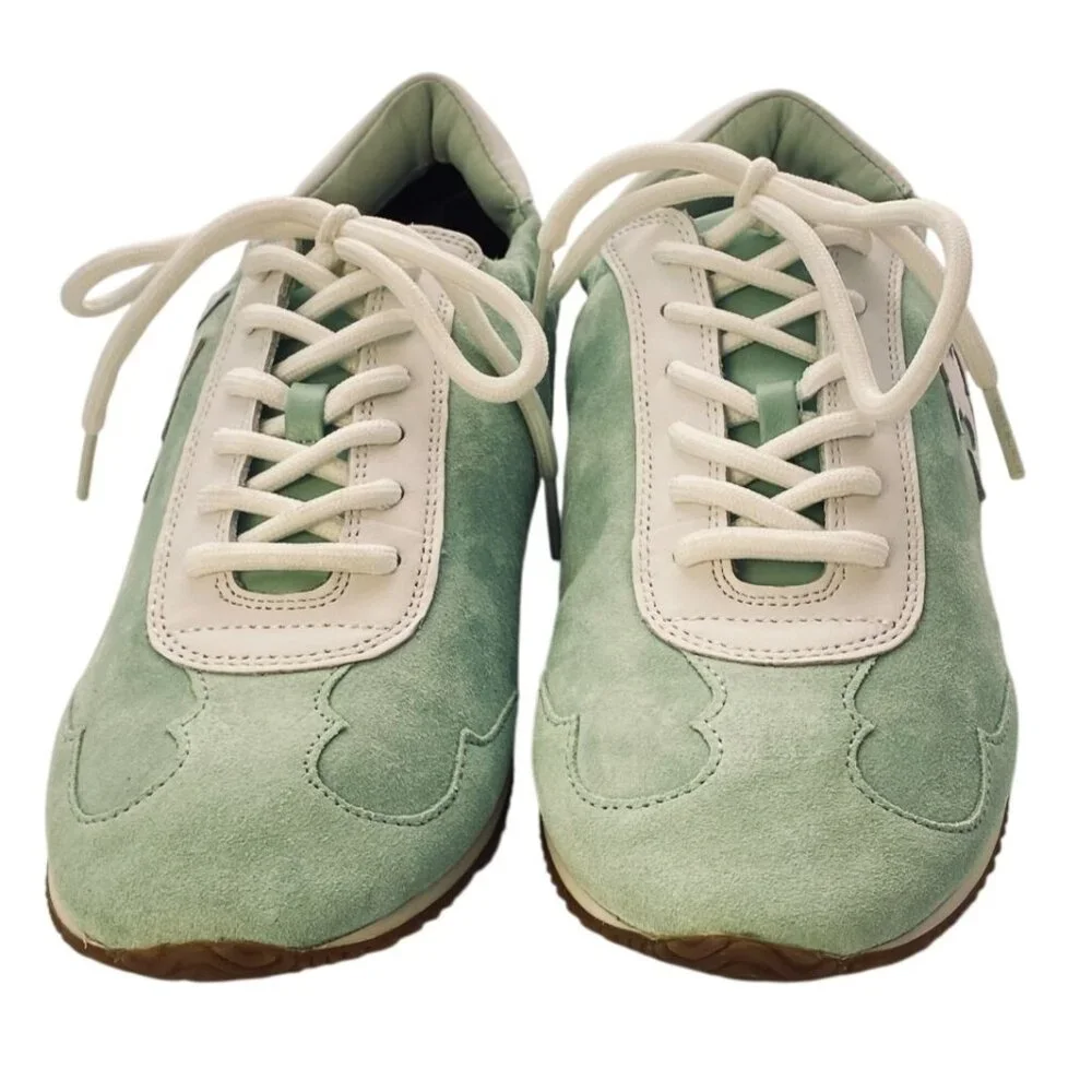 Tory Burch Mint Green & White Leather & Suede Sneakers Womens Size 7.5M - Picture 3 of 13